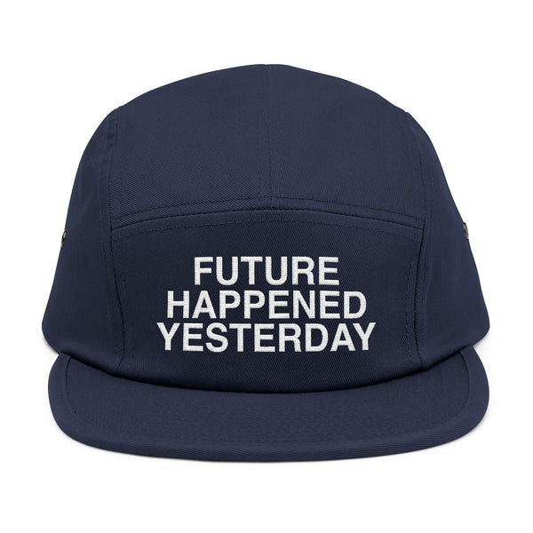 Camo 5-Panel Cap — Embroidered “Future Happened Yesterday”