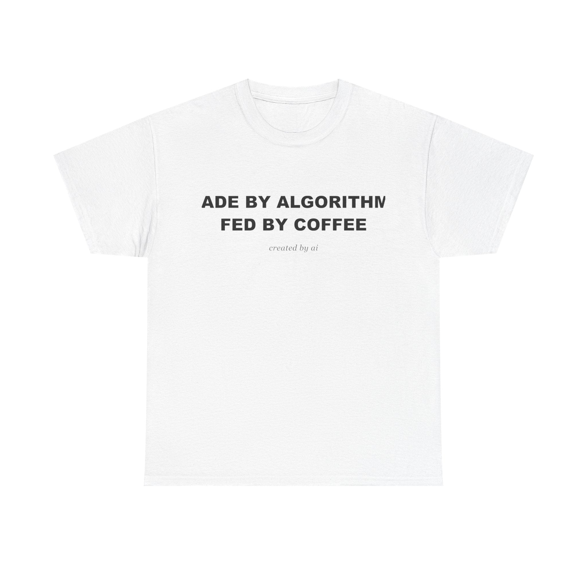 Made By Algorithms Fed By Coffee — White Tee